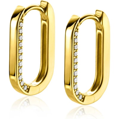 ZINZI ZIO2319Y Goudkleurige oorringen ovaal met zirkonia