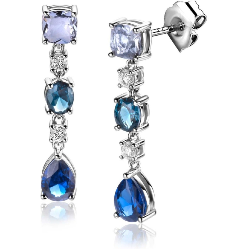 ZINZI ZIO2397 Zilveren oorhangers met blauw kleursteen