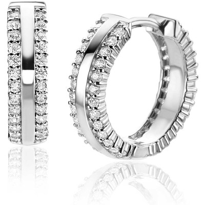 ZIO2445 Zilveren oorringen met zirkonia 16 mm