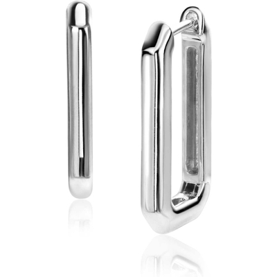 ZIO2494 Zilveren achthoekige oorringen 23 mm
