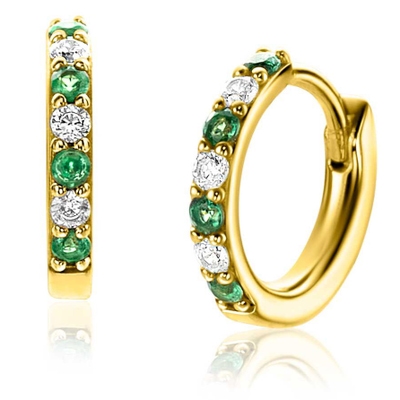 ZIO2557 Goudkleurige oorringen met zirkonia 12 mm