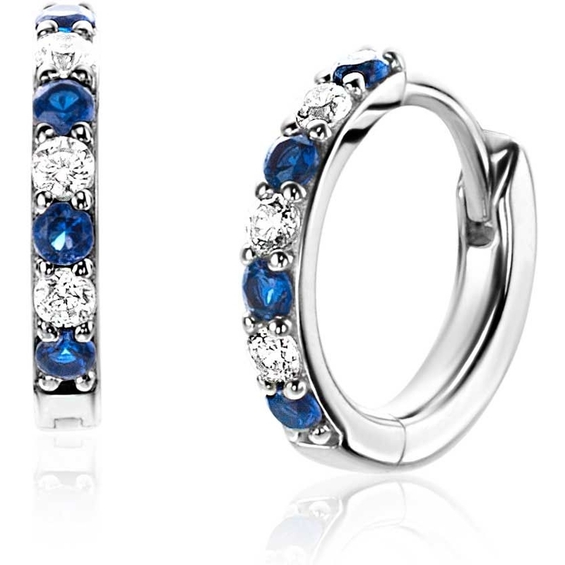 ZINZI ZIO2559 Zilveren oorringen met blauw zirkonia
