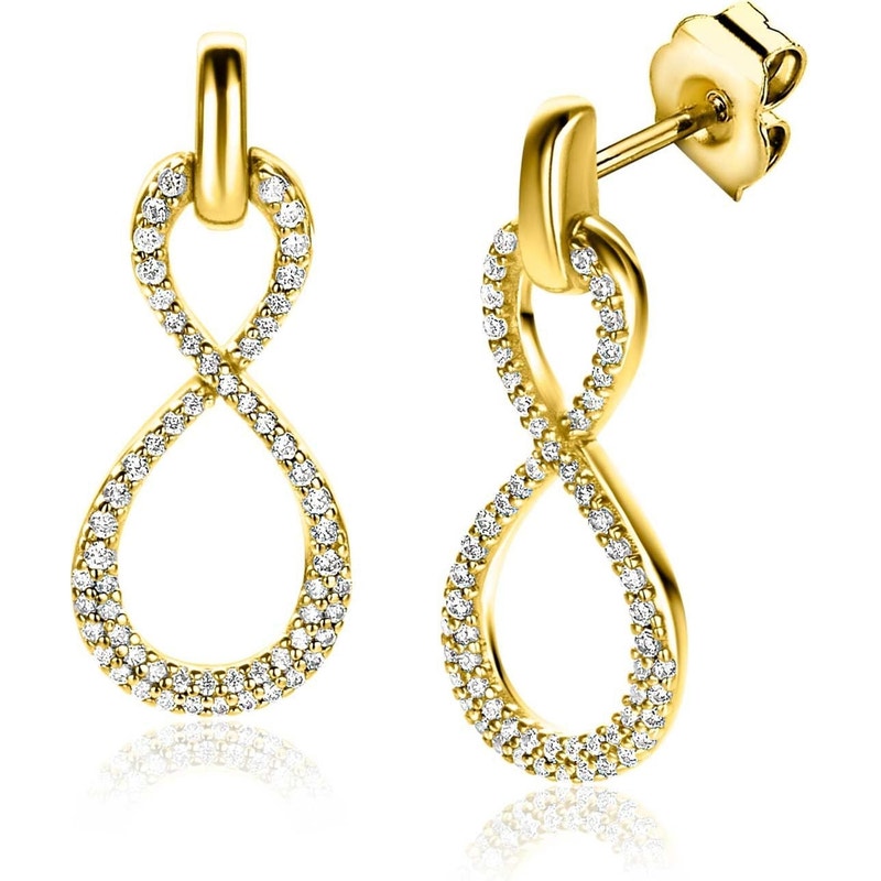 ZINZI ZIO2570Y Goudkleurige oorhangers infinity met zirkonia