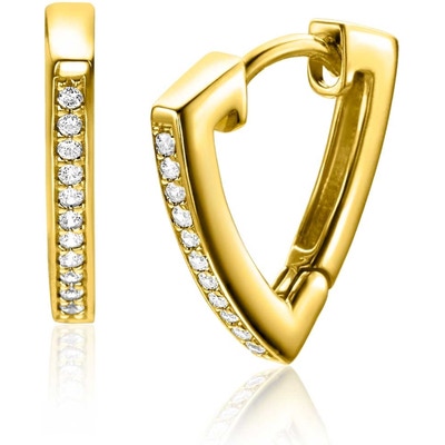 ZIO2607 Goudkleurige oorringen driehoeksvorm zirkonia