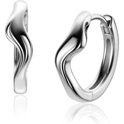 ZIO2627 Zilveren klapcreolen organische vorm 15 mm