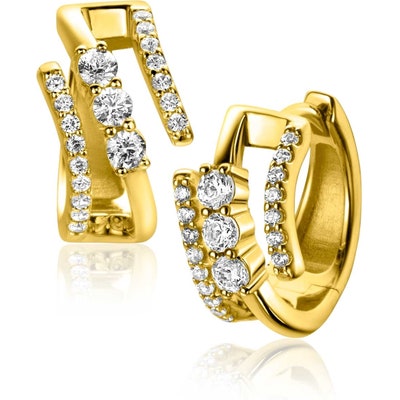 ZIO2645Y Goudkleurige klapcreolen met zirkonia 16 mm