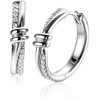 ZINZI ZIO2680 Zilveren oorringen twist met zirkonia 19 mm