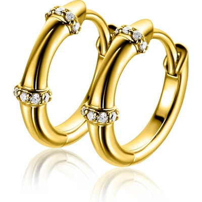 ZINZI ZIO2687Y Goudkleurige klapcreolen bamboo met zirkonia