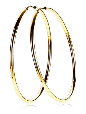 ZIO437G Zilveren creolen goudkleurig 55 mm