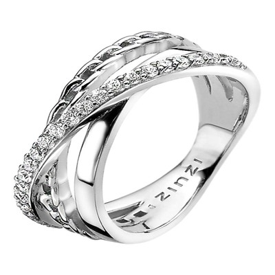 Zinzi ZIR1360 Zilveren ring cross-over