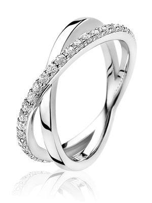 ZINZI ZIR1569 Zilveren cross-over ring