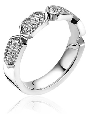 ZINZI ZIR1788 Zilveren ring zeshoek met zirkonia