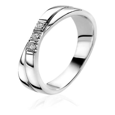 ZINZI ZIR2039 Zilveren ring kruislings met zirkonia