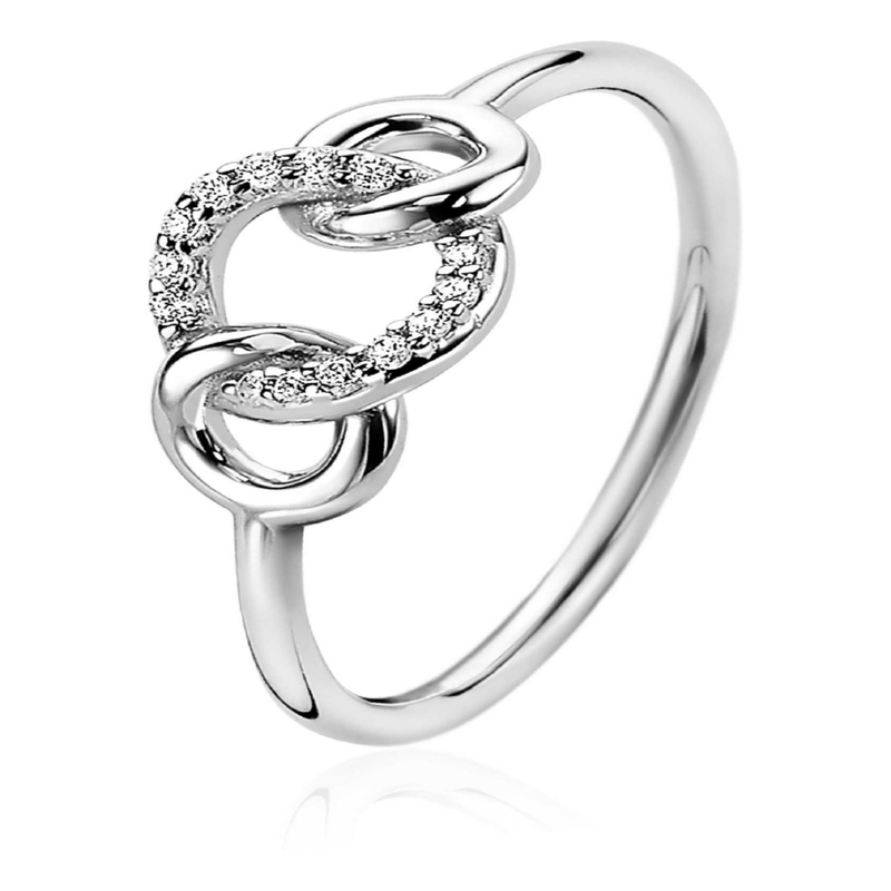 ZINZI ZIR2045 Zilveren ring ronde vormen met zirkonia