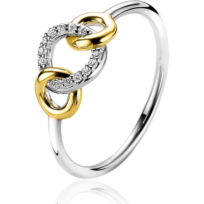 ZINZI ZIR2045Y Zilveren bicolor ring rondjes zirkonia