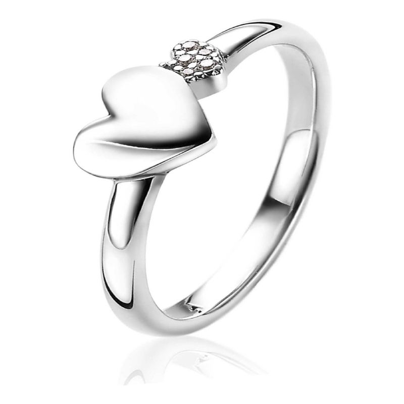 ZINZI ZIR2137 Zilveren ring hartjes met zirkonia