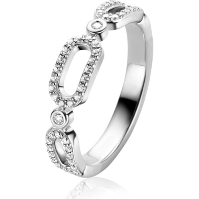 ZINZI ZIR2398 Zilveren schakelring ovaal met zirkonia