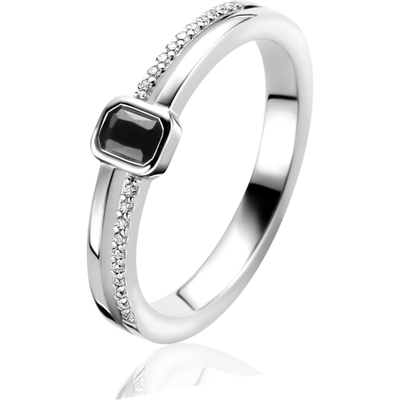 ZINZI ZIR2626Z Zilveren ring met zwarte zirkonia 5 mm