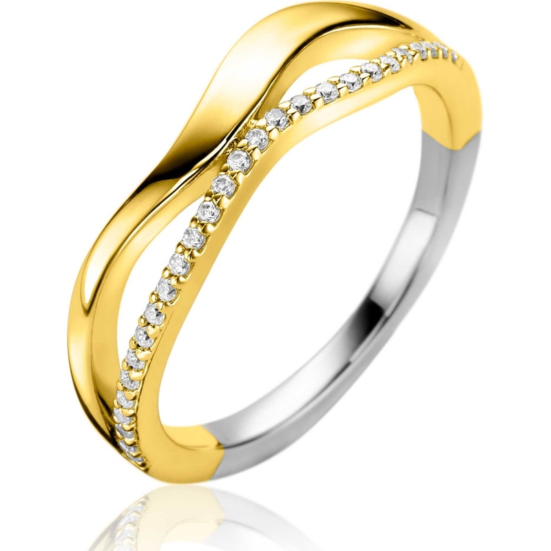 Zinzi ZIR2629Y Bicolor zilveren ring met zirkonia 6 mm