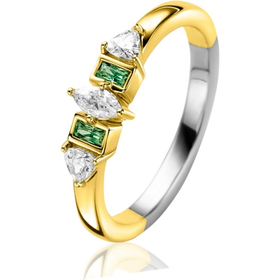 ZINZI ZIR2630G Goudkleurige ring met groene kleursteen