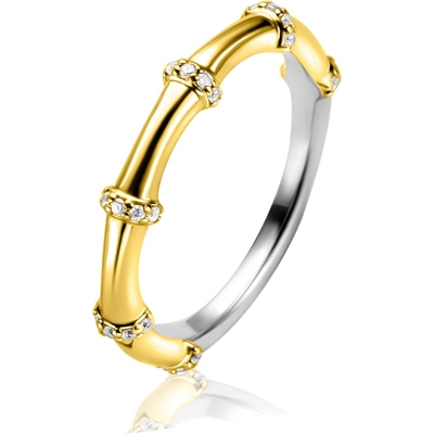 ZINZI ZIR2687Y Goudkleurige aanschuifring bamboo met zirkonia