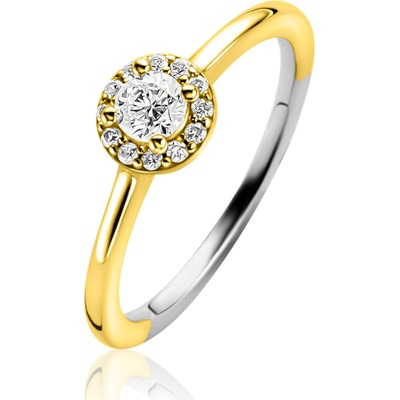 ZINZI ZIR2697Y Bicolor zilveren entourage ring met zirkonia