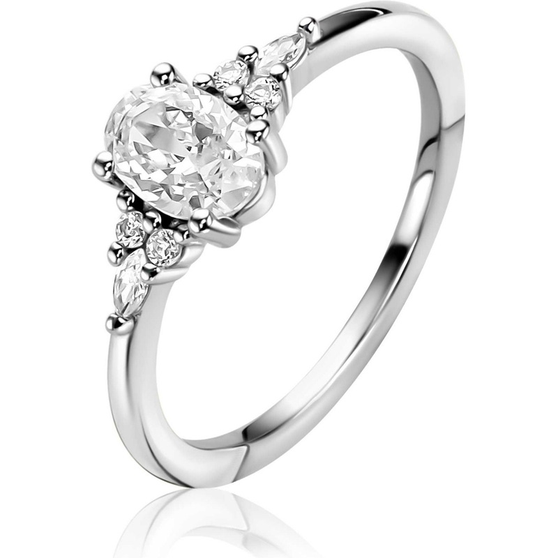 ZINZI ZIR2698 Zilveren ring met zirkonia 7 mm