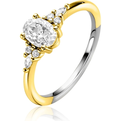 ZINZI ZIR2698Y Bicolor zilveren ring met zirkonia 7 mm