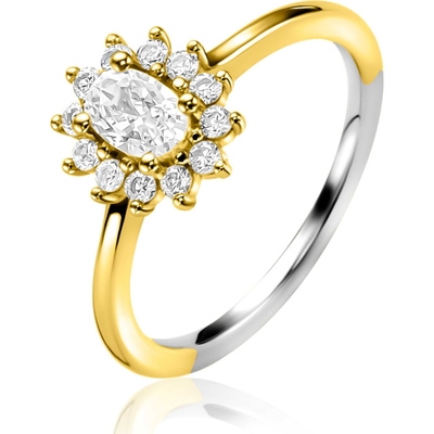 ZINZI ZIR2699Y Bicolor zilveren entourage ring met zirkonia