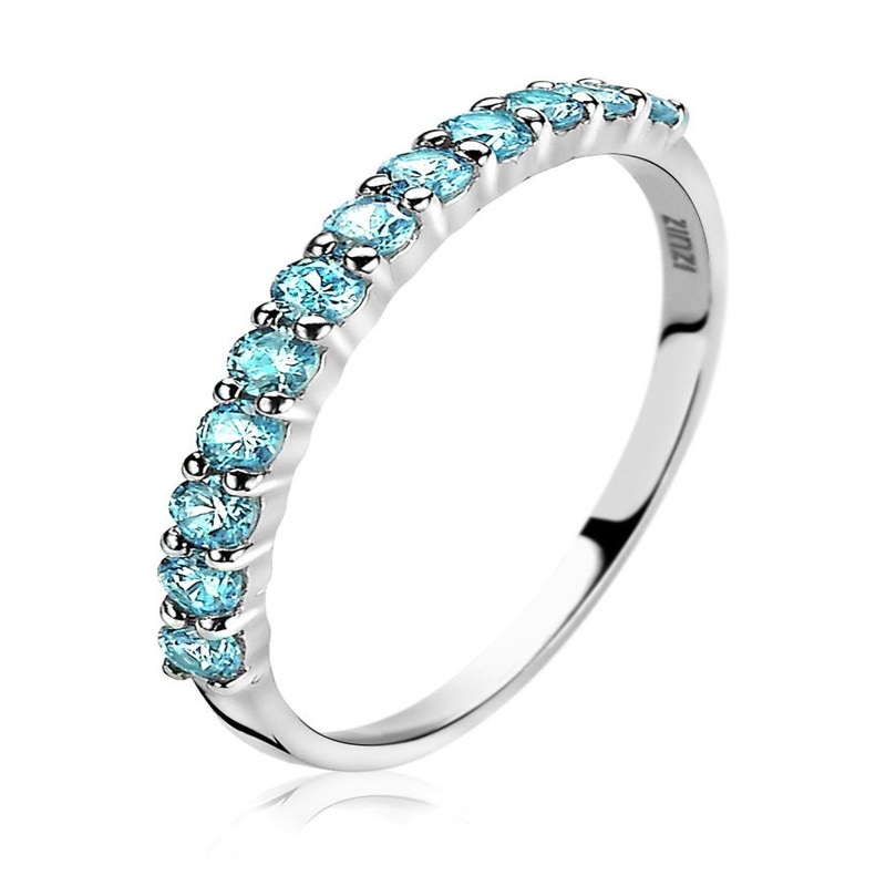 Zinzi ZIR827T Zilveren rijring blauwe zirkonia