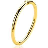 ZINZI gold plated zilveren bangle armband glad 5mm ronde buis en luxe scharniersluiting ZIA2754G
