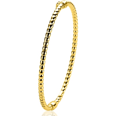 ZINZI gold plated zilveren bangle armband met bolletjes-motief 3mm en luxe scharniersluiting ZIA2755G