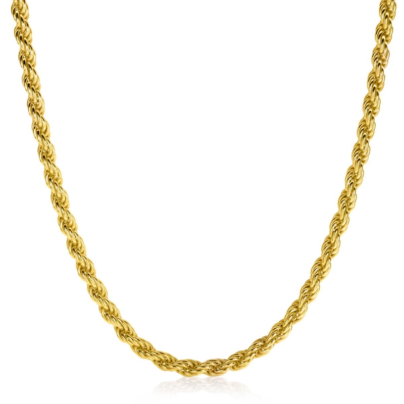 ZINZI gold plated zilveren koord ketting 45cm 4mm breed ZIC2343G