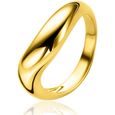 ZINZI gold plated zilveren ring organisch gevormd 6mm breed ZIR2609G