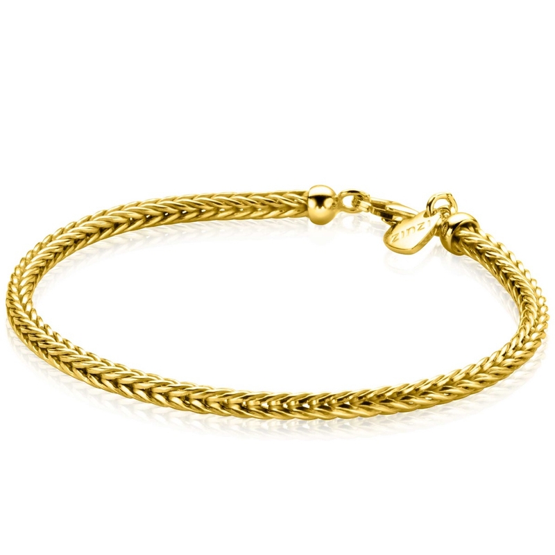 ZINZI gold plated zilveren schakelarmband vossenstaart 30mm breed ZIA1124G