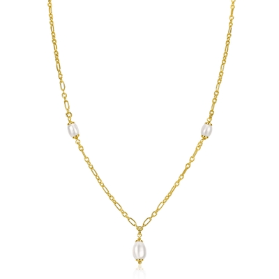 ZIC2588 Goudkleurige collier met parels