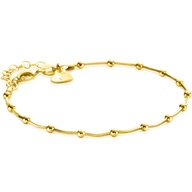 ZINZI gold plated zilveren slangen-armband met vierkant geslepen schakels en 15 verfijnde glanzende bolletjes 17-20cm ZIA2471G