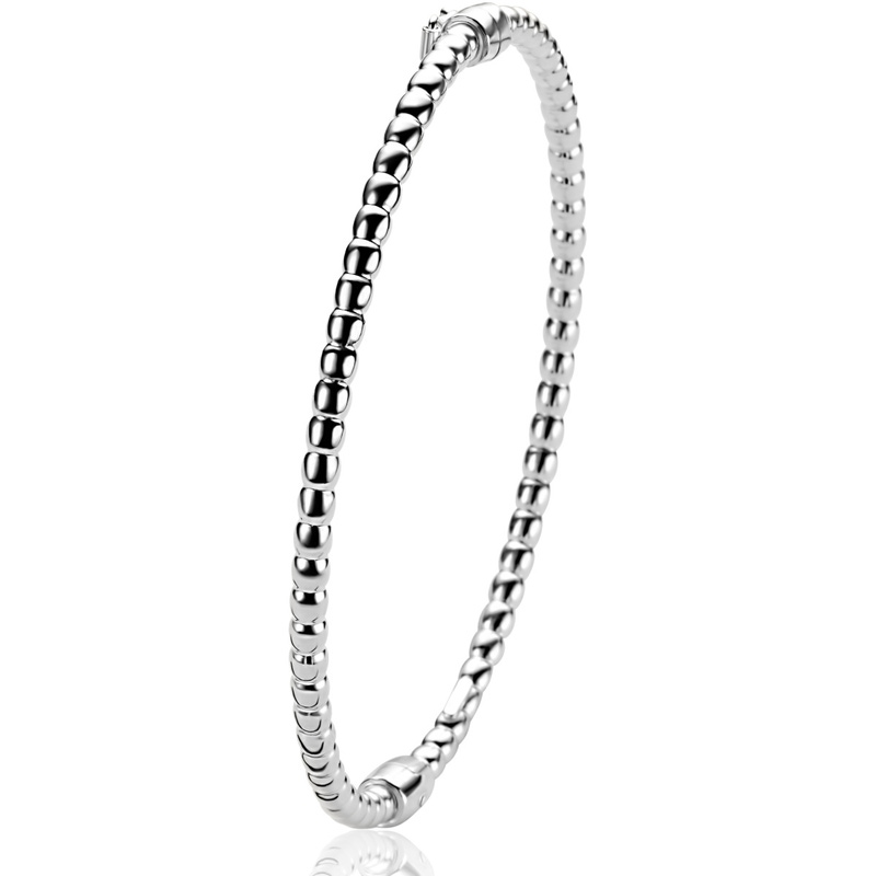 ZINZI zilveren bangle armband met bolletjes-motief 3mm en luxe scharniersluiting ZIA2755