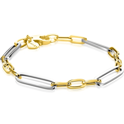 ZINZI zilveren bicolor schakelarmband met ovale schakels 7mm breed ZIA2752