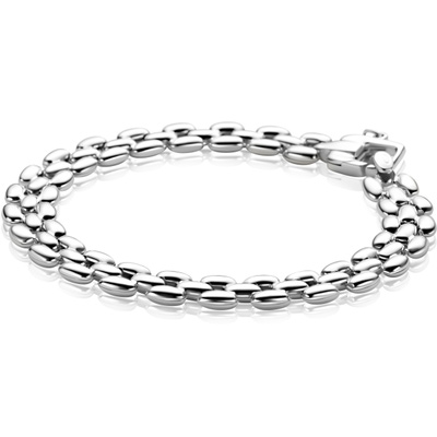 ZINZI zilveren brede rolex-style schakel-armband 8mm breed 19cm ZIA2764