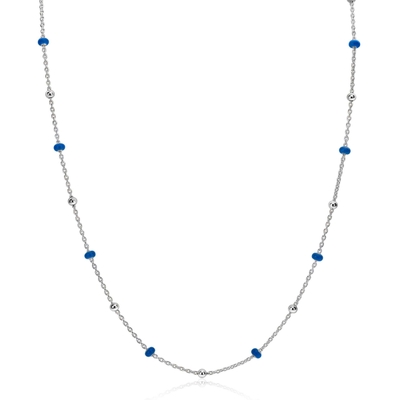 ZIC2511 Zilveren collier met blauwe stenen