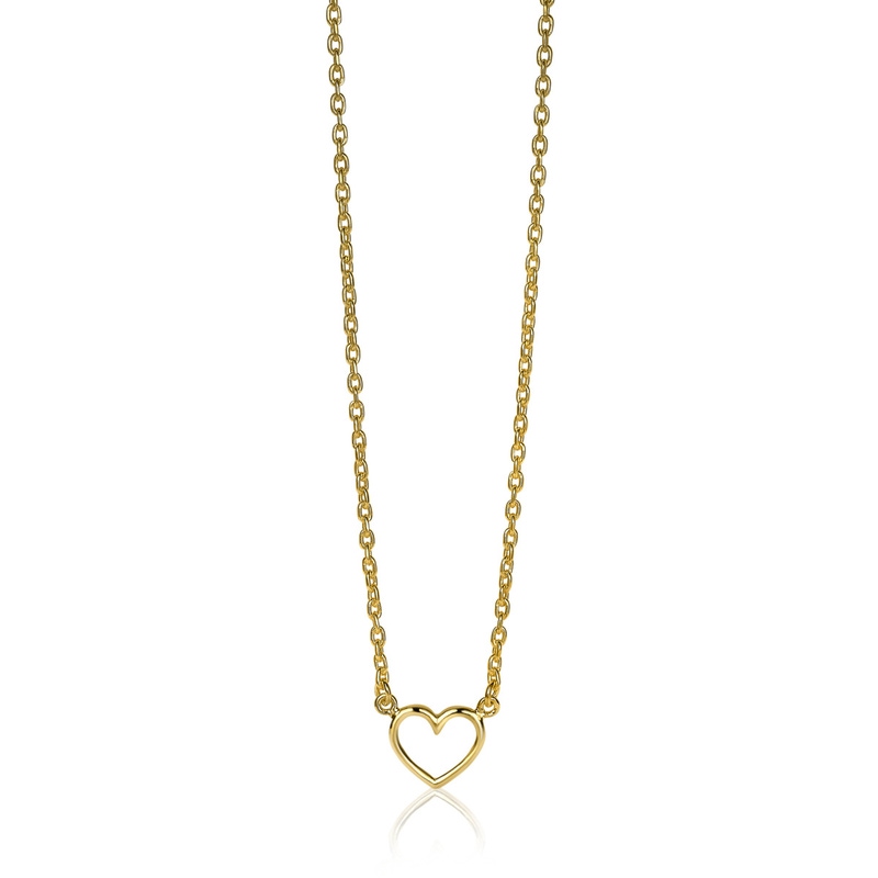 ZINZI zilveren ketting geel verguld open hartje 40-43cm ZIC1420G