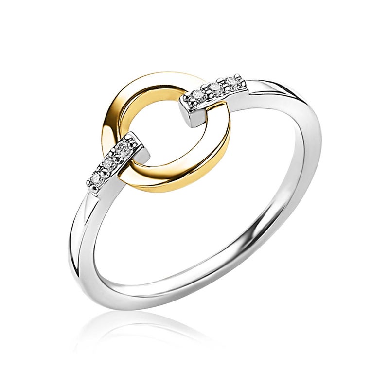 ZINZI ZIR1814G Zilveren bi-color ring met zirkonia 13,5 mm